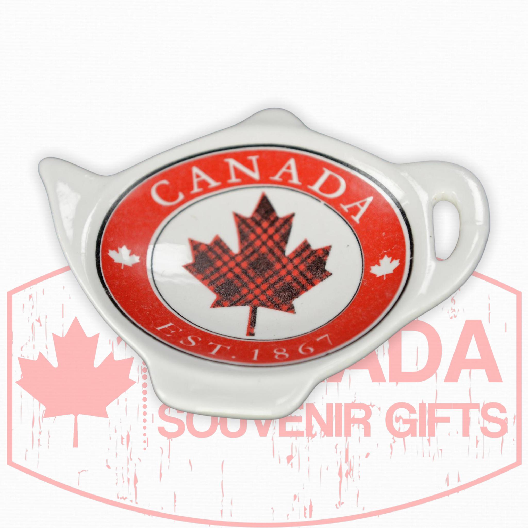 Canada Teabag Holder Ceramic | Red Maple Leaf Themed Design