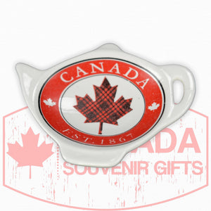 Canada Teabag Holder Ceramic | Red Maple Leaf Themed Design