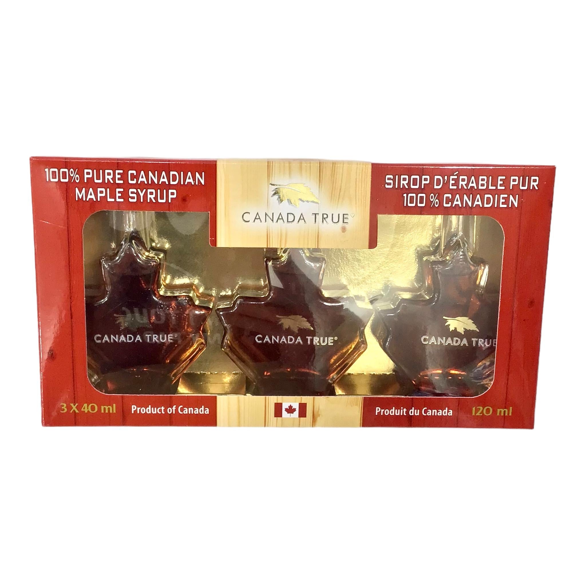 Canada True 100% Pure Canadian Maple Syrup 3x40ML Maple Leaf Shaped Bottles Gift Box