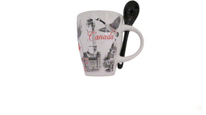Canada Vintage Great Canadian Landmark Ceramic Coffee Mug w/ Spoon Souvenir Gift Pack