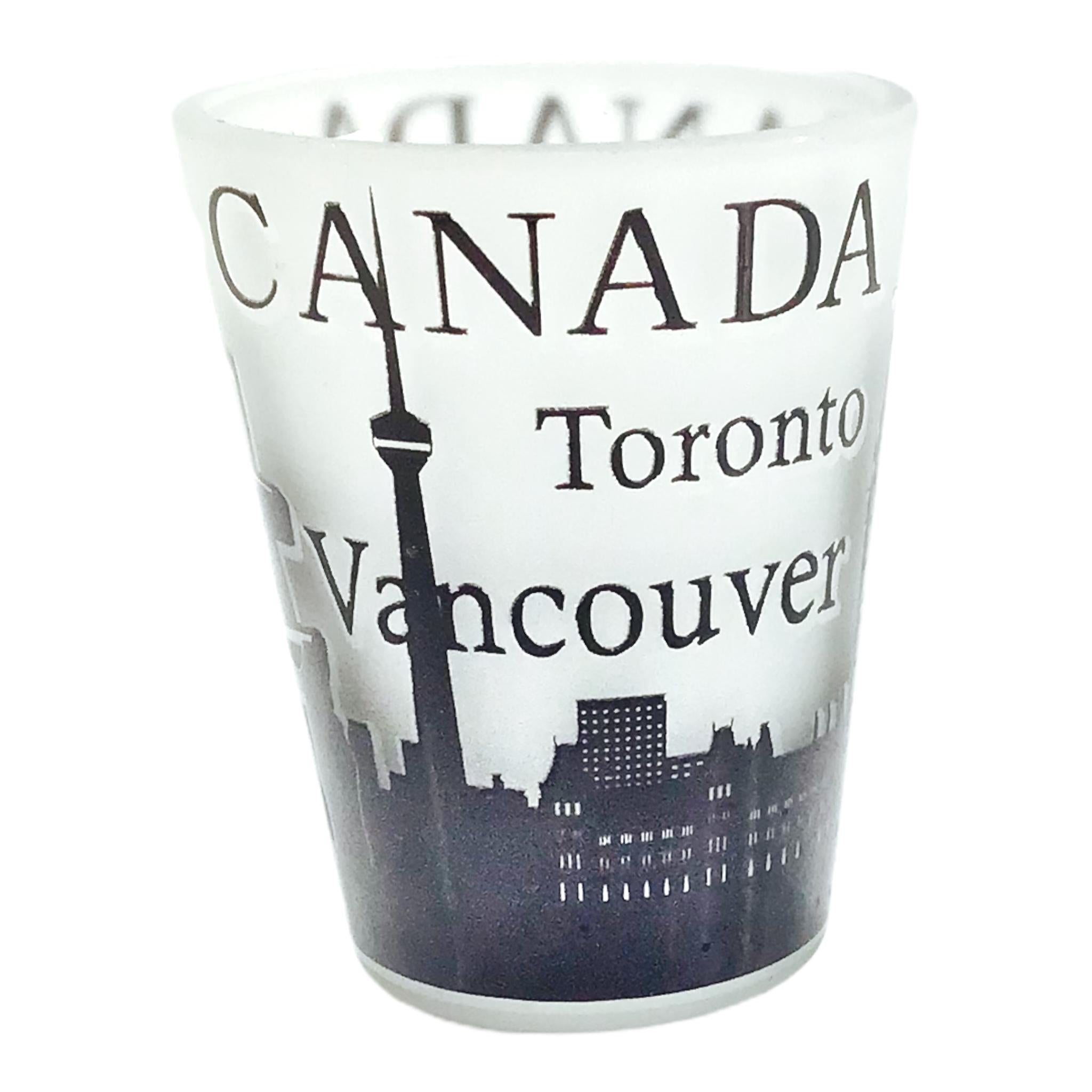 Canada Vintage Landmark Frosted Shot Glass, 1.5-Ounce Heavy Base Shot Glass Set, Whiskey Shot Glass
