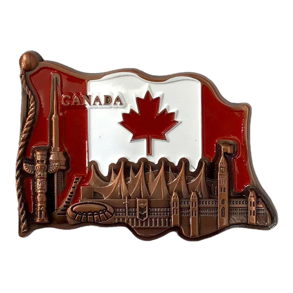 Canada Vintage Scene 3D with Canada Waving Flag on Background Fridge Magnet