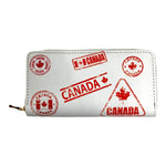 Canada Women Wallet - Golden Zip Around Wallet PU Leather Large Travel Long Credit Card Purse with Coin Pocket Zip