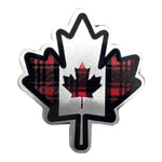 Canada maple magnet - Moose Buffalo plaid red and black with silver background aimant