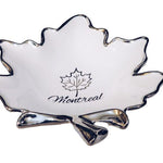Canadian Ornamental Maple Leaf Accent Vanity Montreal 6" Plate White and Silver Edges Souvenir Gift