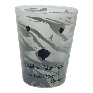 Canadian Polar Bear in Snow Storm Frosted Shot Glass, 1.5-Ounce Heavy Base Shot Glass Set, Whiskey Shot Glass