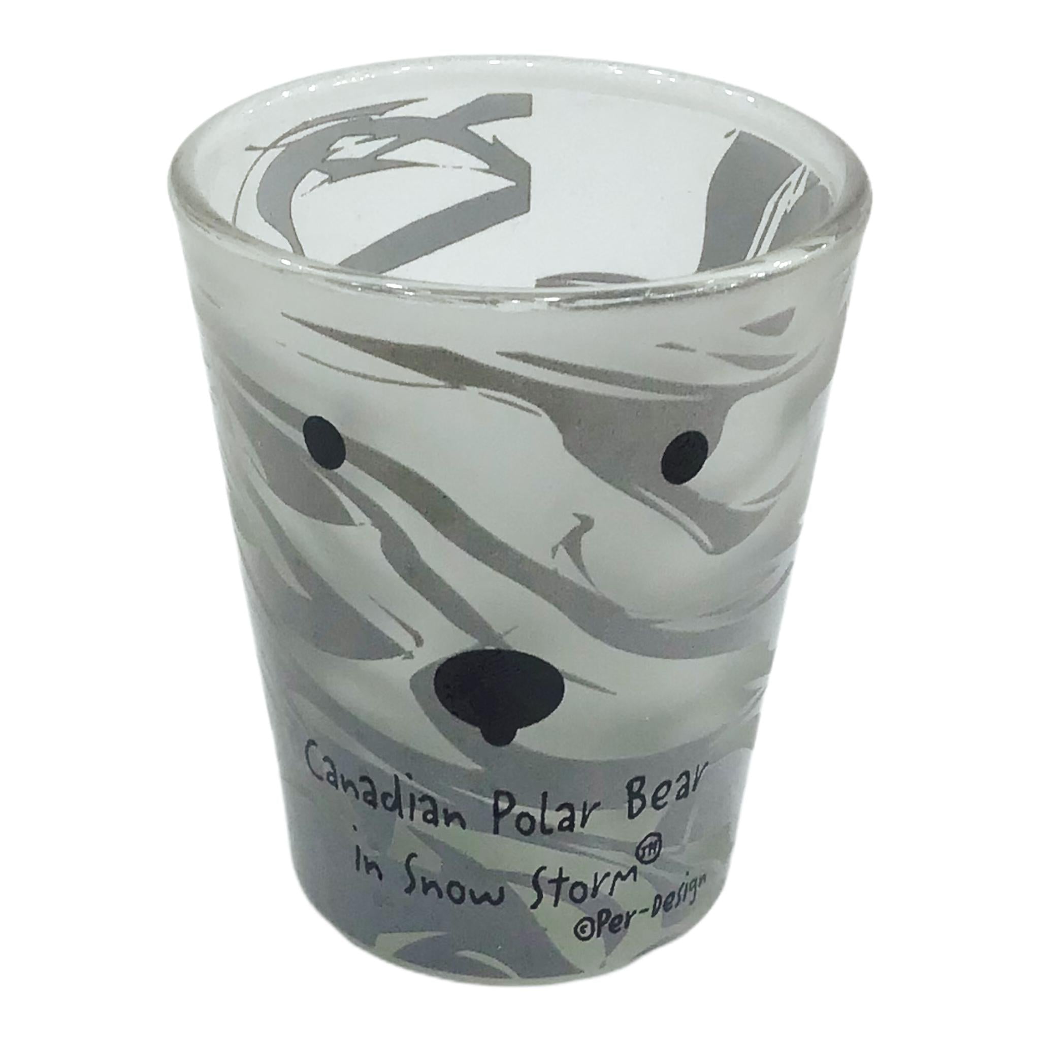 Canadian Polar Bear in Snow Storm Frosted Shot Glass, 1.5-Ounce Heavy Base Shot Glass Set, Whiskey Shot Glass