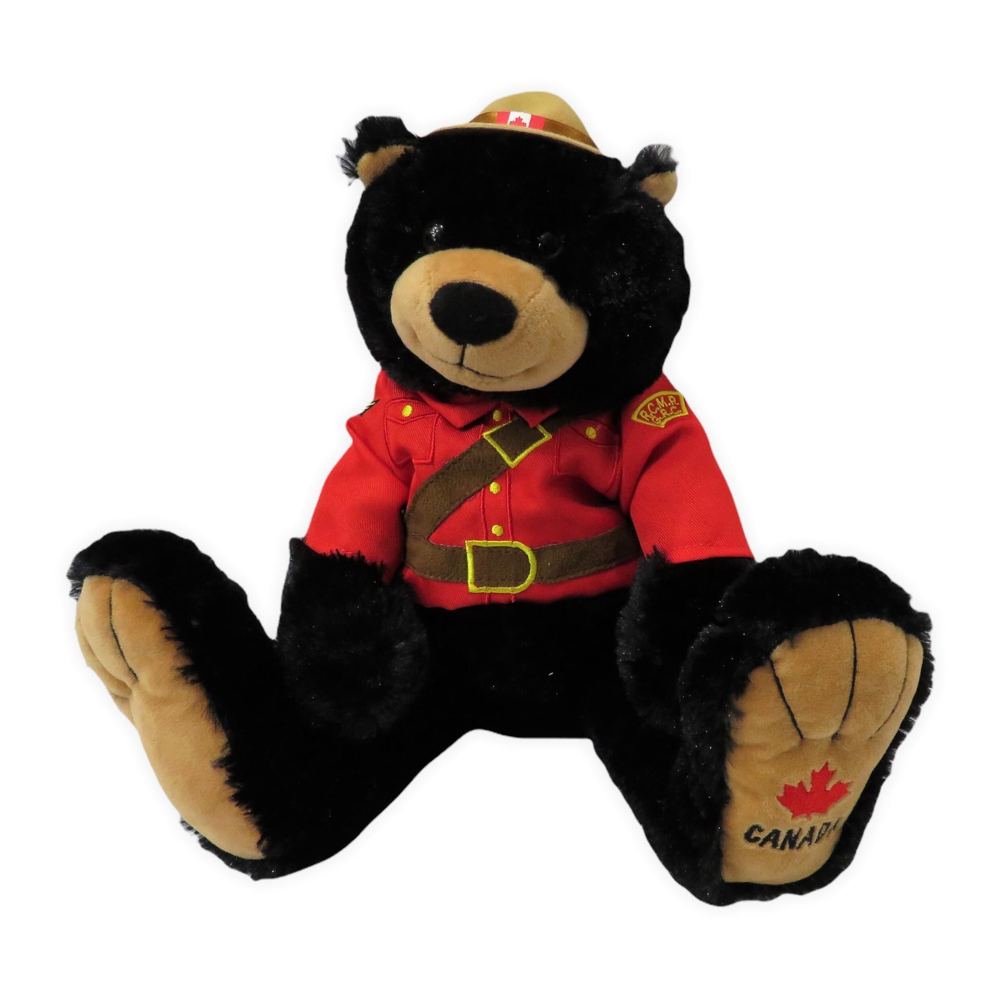 Canadian RCMP Big Foot Black Bear Plush, Stuffed Animal 14” Plush Toy