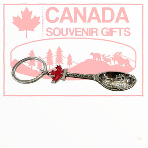 Canadian Vintage Spoon Keychain | Red Maple Leaf Key Ring Souvenir Gift
