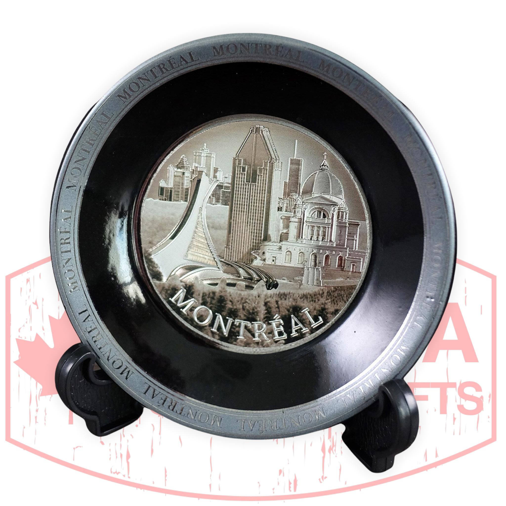 Ceramic Plate Montreal Landmark Vintage | 4.5"D Plate W/ Stand & Box | Montreal Souvenir