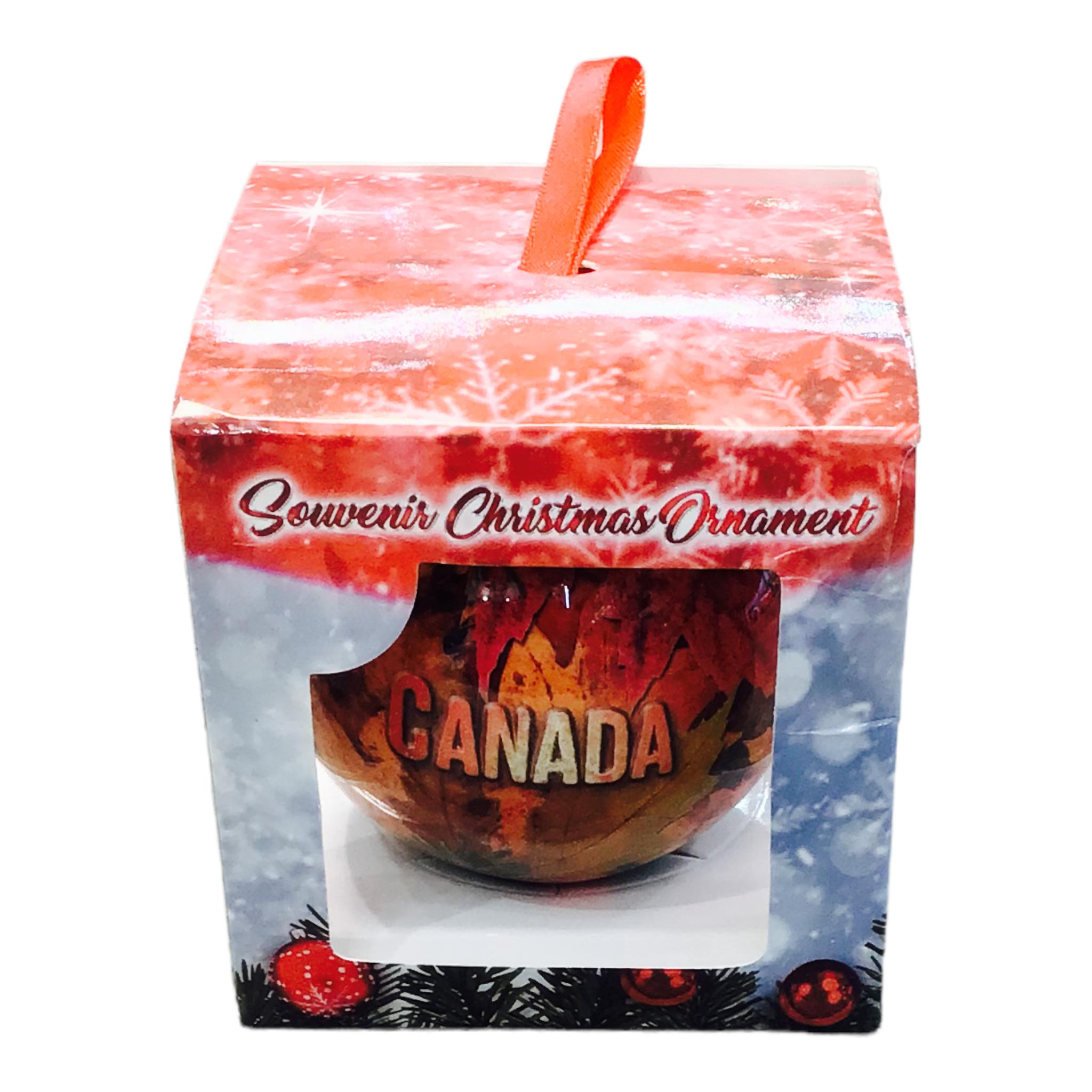 Christmas Ball Ornament Canada Maple Leaf Scenic Souvenir Gift