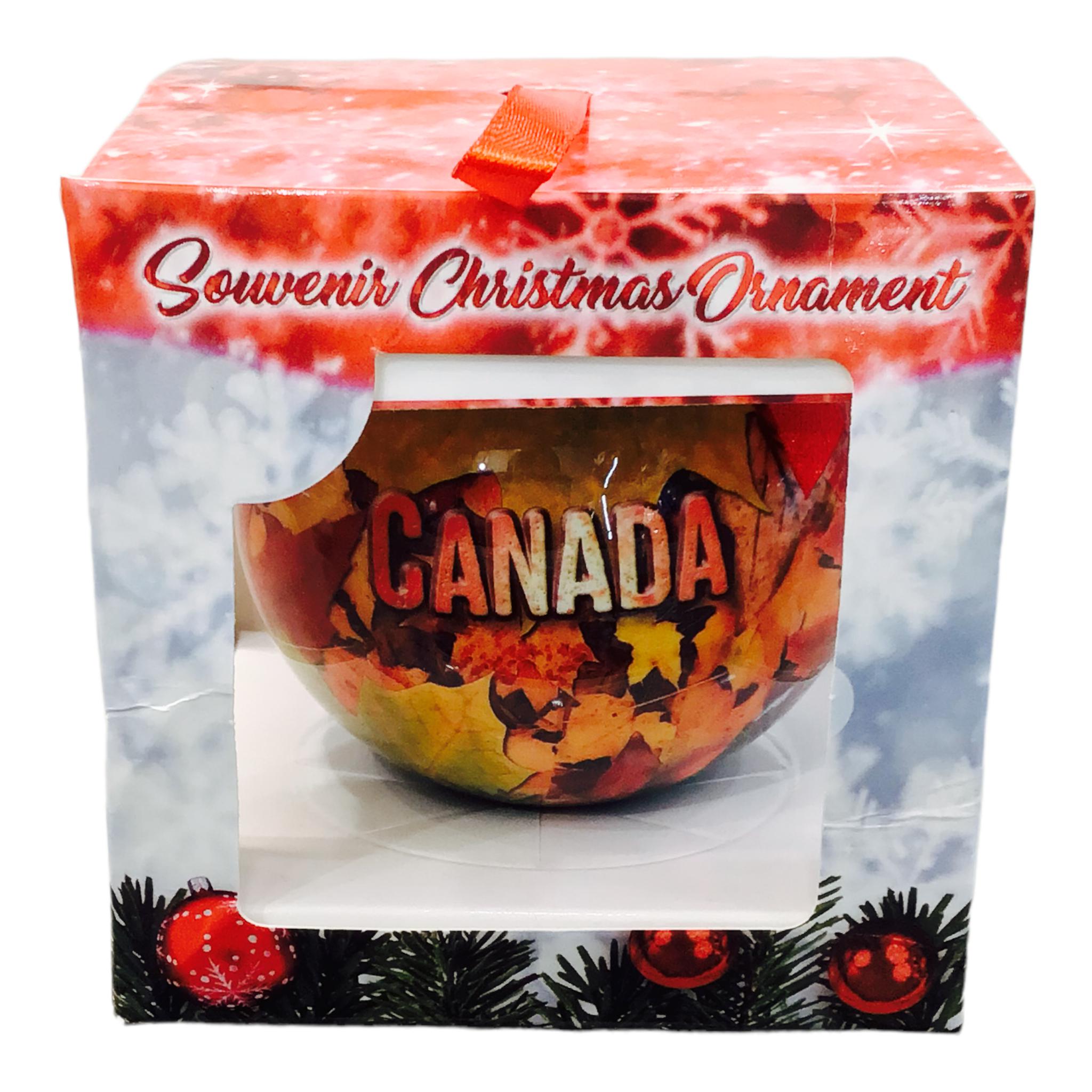 Christmas Ball Ornament Canada Maple Leaf Scenic Souvenir Gift