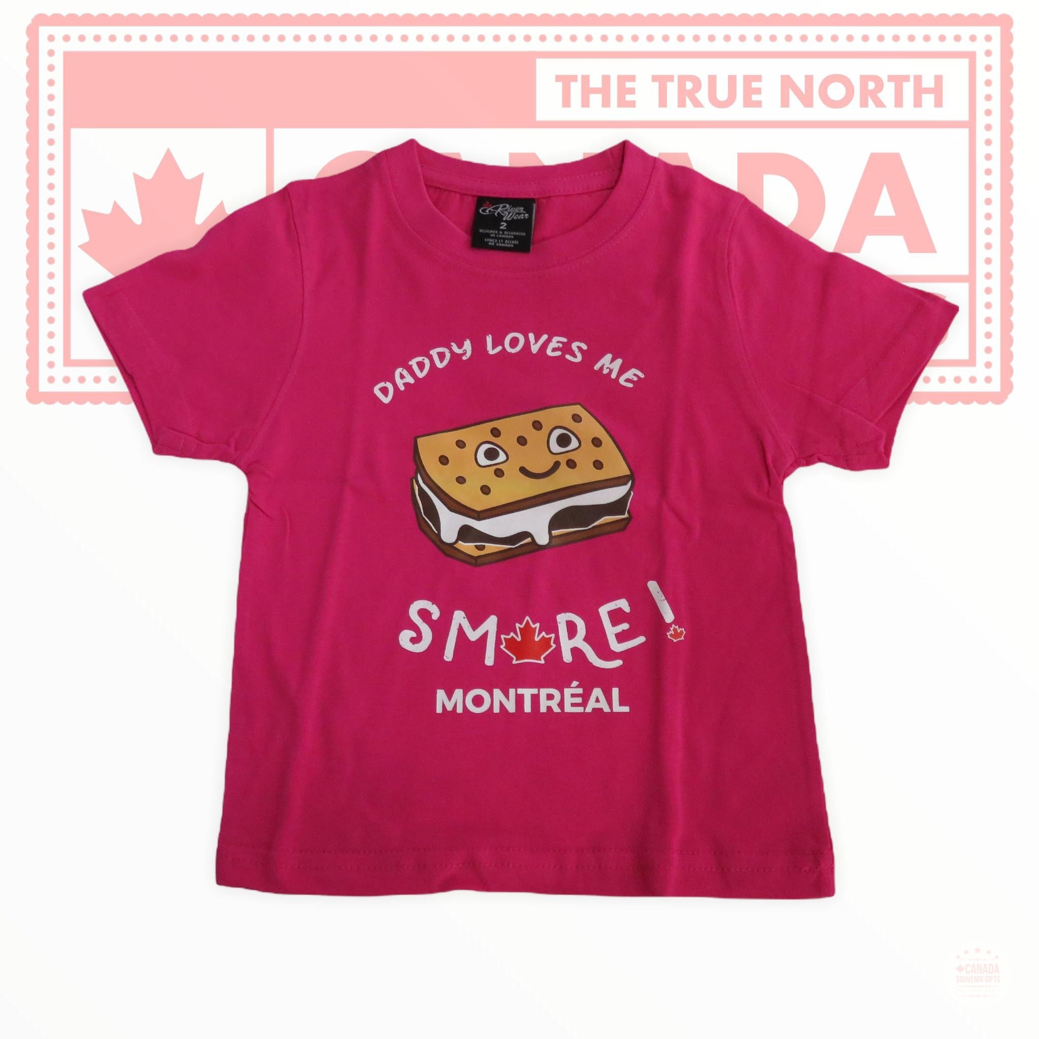 Daddy Loves Me Smore Montreal Kids T-Shirt 2-6 Years Old Girls Watermelon Color Casual Top Designed in Canada