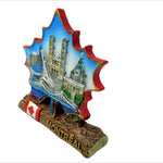 Decoration Montreal City View Vintage Maple Leaf 3D on the Wood Log w/ Canadian Flag Souvenir Gift Ceramic 3 Inches Designed in Canada