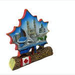 Decoration Montreal City View Vintage Maple Leaf 3D on the Wood Log w/ Canadian Flag Souvenir Gift Ceramic 3 Inches Designed in Canada