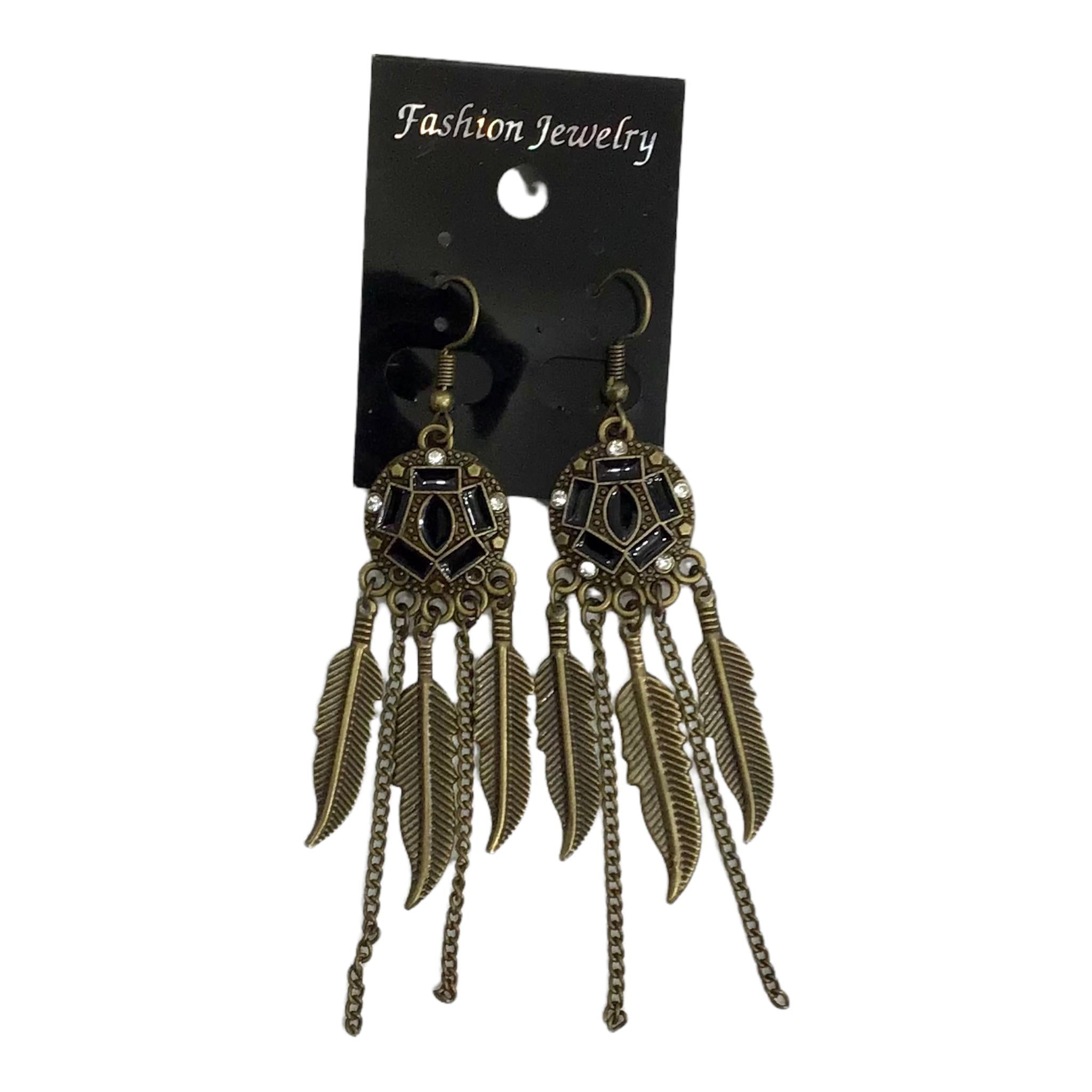 Earrings Black & Feathers - Canadian Souvenir Gift