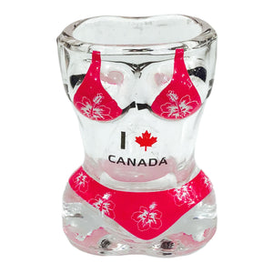 I Love Canada Creative Women Body Shape with Bikini Vodka Shot Glass | Sexy Cool Shot Glass | Female Body Shape Canada Whiskey Shooter Glass