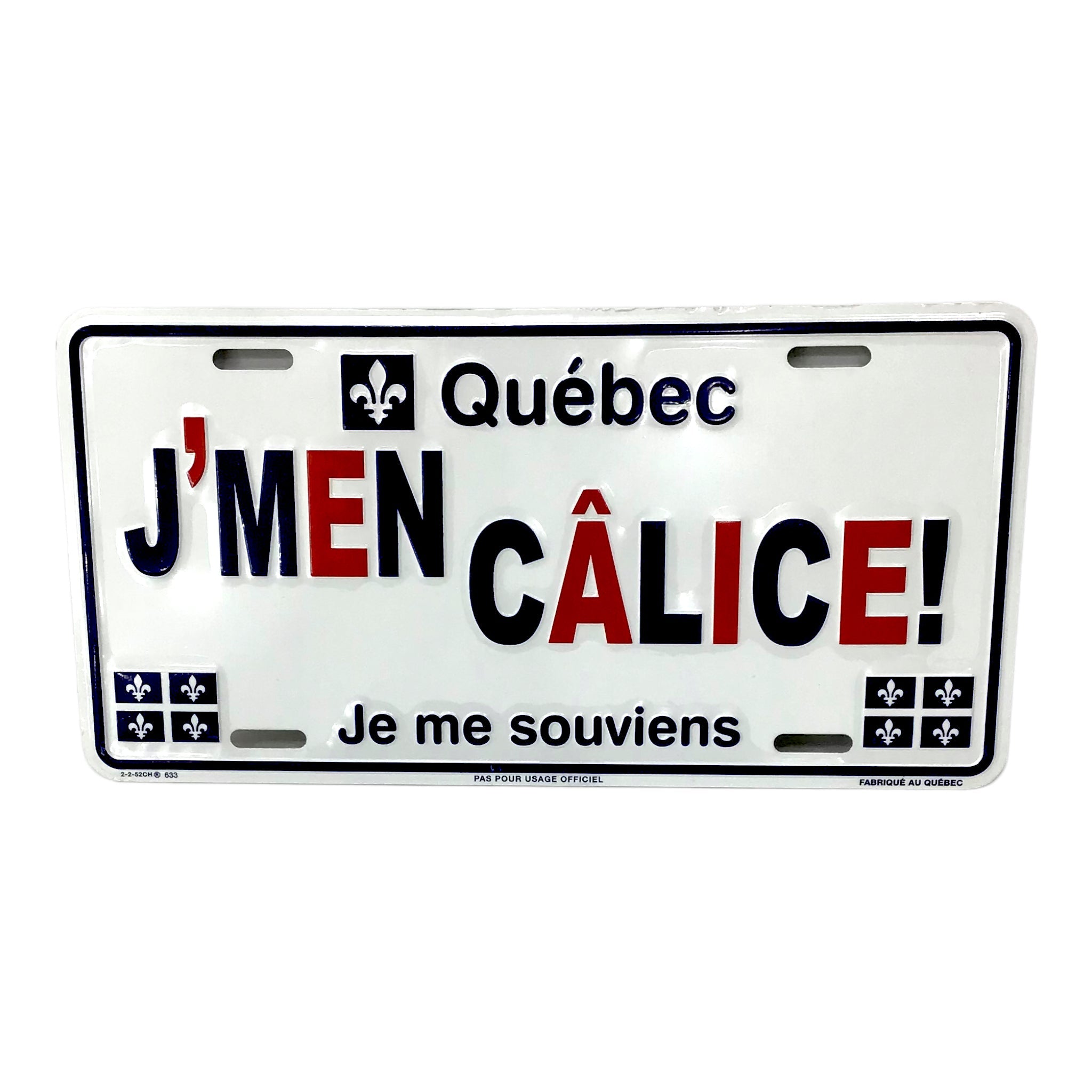 J’MEN CALICE Customized Quebec Car Plaque Size Novelty Souvenir Gift Plate