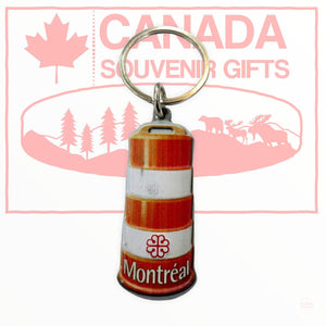 Key Chain - Montreal Quebec Construction Pole Themed Key Holder - Metal Keyring