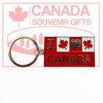 Key Holder - I Love Canada, 2 Maple Leaves & a Heart Metal Keychain