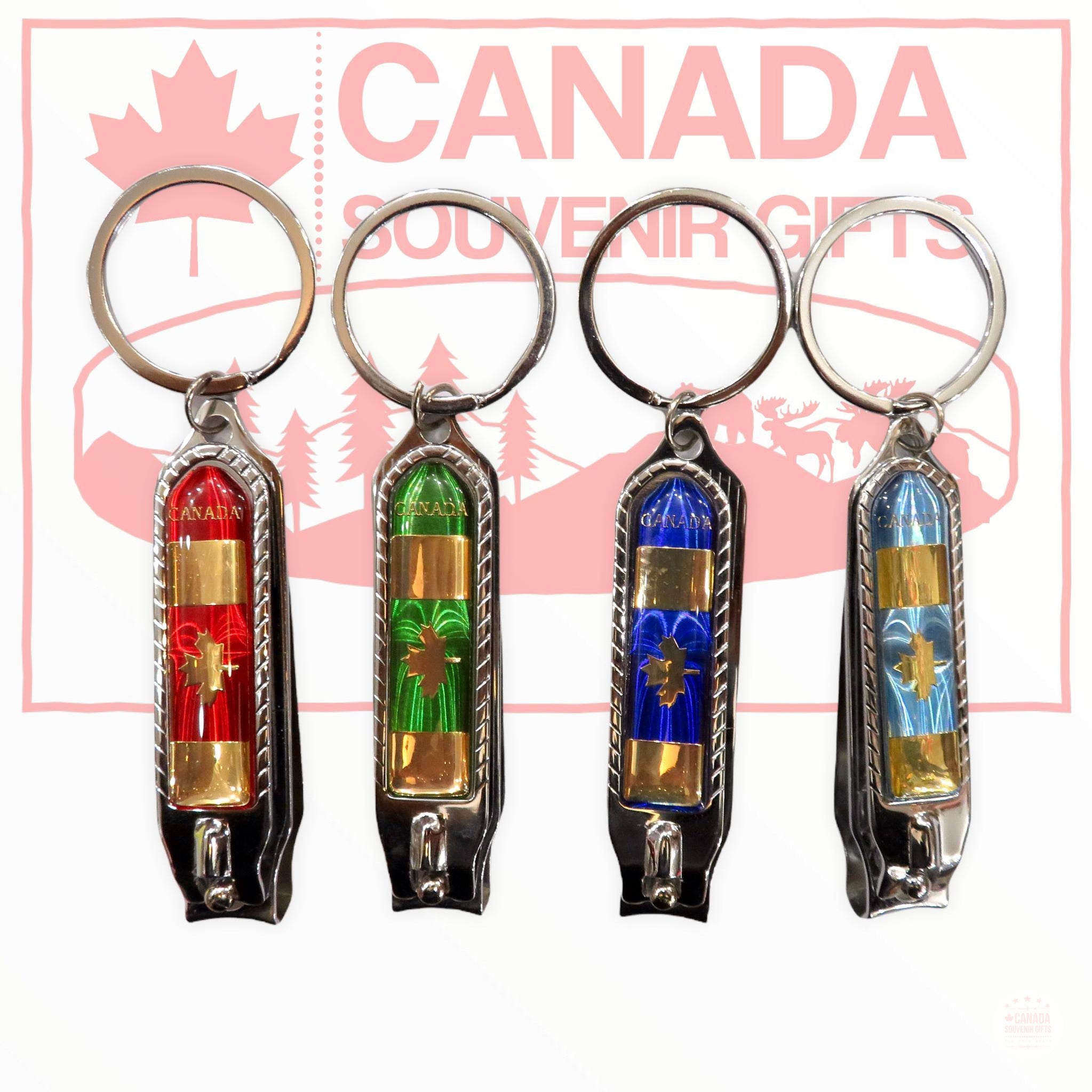 Keychain - 4 Assorted Canada Nail Clipper Key Ring - Multicolor Key Ring