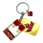 Keychain - Canada Maple Leaf Keyring with Heart Charming Key Fob