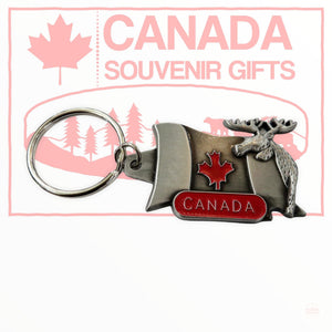 Keychain - Canada Maple Leaf in Red with Bear and Baby Bear - Moose - Totem Pole with Inukshuk - 3 different Variation Option