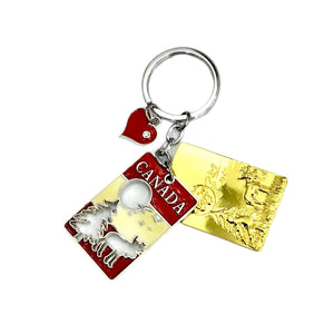 Keychain - Canada Moose Keyring with Heart Charms