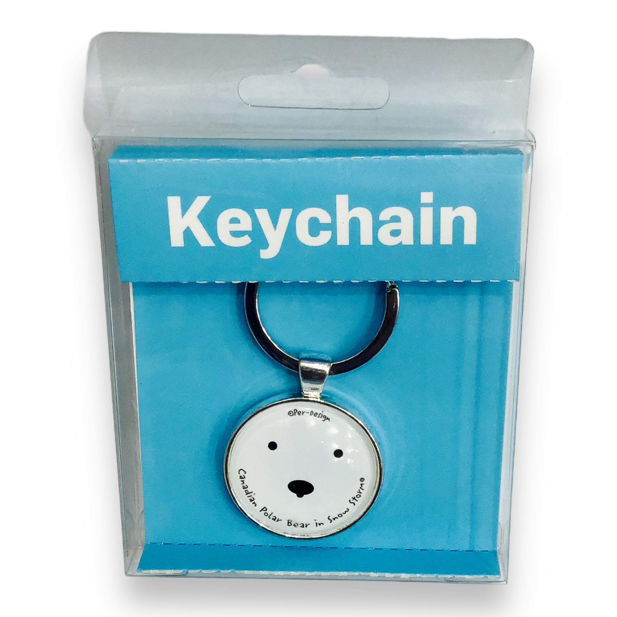 Keychain - Canadian Polar Bear in Snow Storm Porte Clé