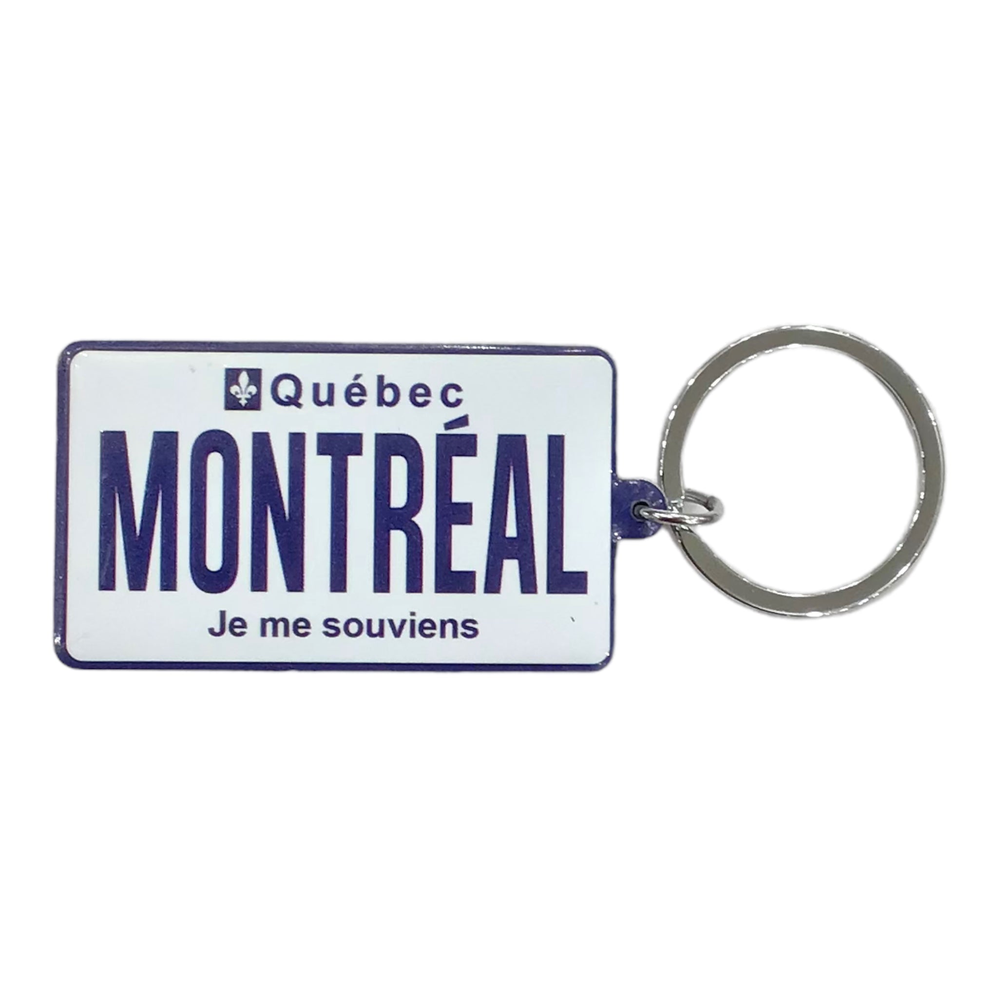Keychain Double Sided - Montreal Car Plate Theme and Canadian Flag Key Ring
