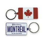 Keychain Double Sided - Montreal Car Plate Theme and Canadian Flag Key Ring