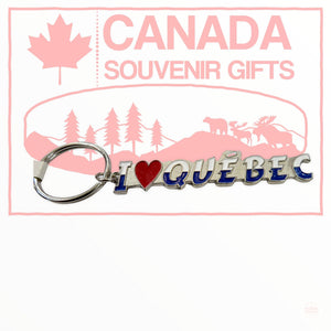 Keychain - I Love Quebec Metal Key Holder with Red Heart