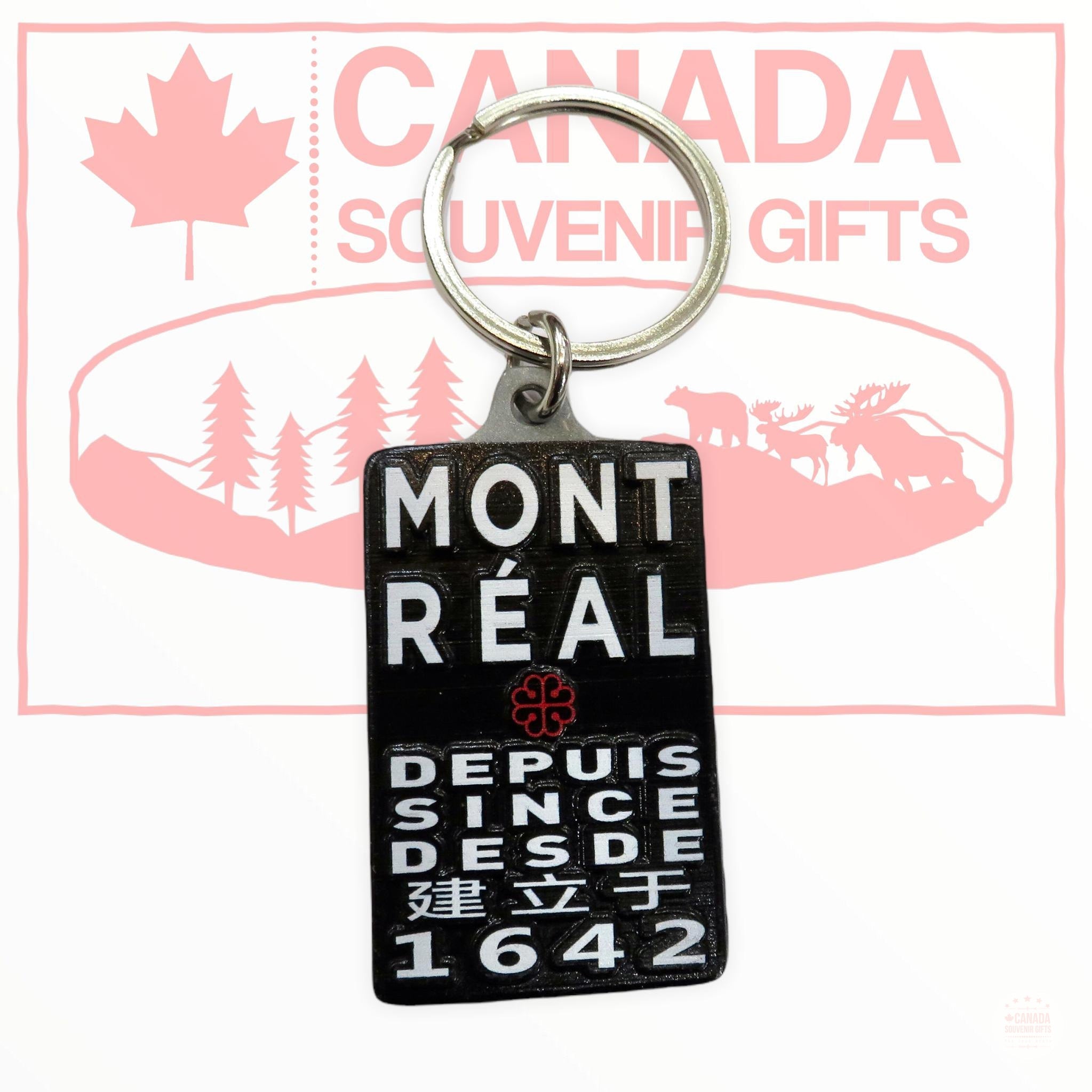 Keychain - Montreal Since 1642 Keyring - Solid Metal Key Holder - Made in Quebec Canada