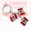 Keychain - Waving 3 Canadian Flags Key Ring - Montreal Metal Diecast Key Holder