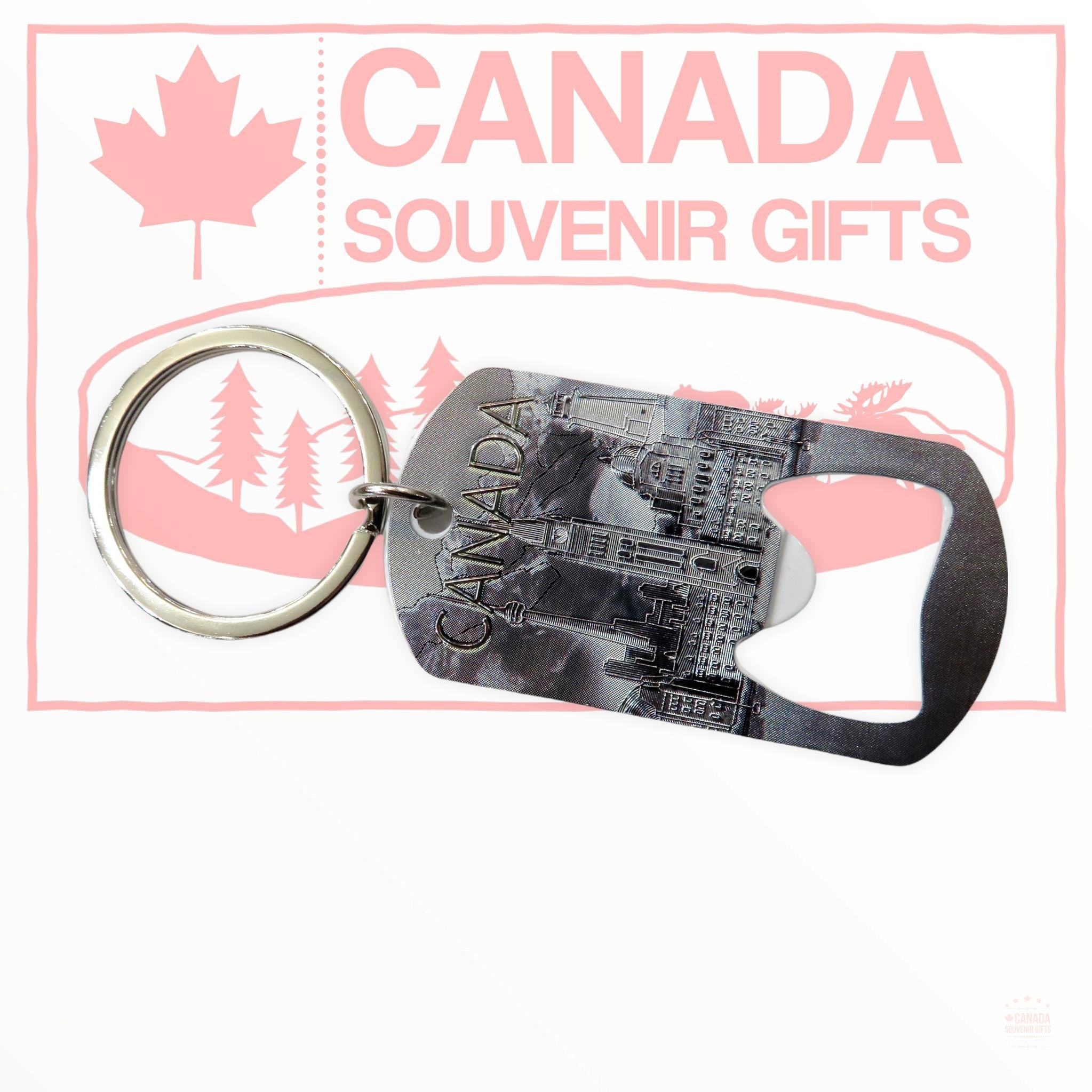 Keychain and Bottle Opener - Canada Skyline Vintage Key Holder - Bottle Opener Souvenir Gift