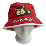 Kids Red Canada Bucket Hat with Bear Print - Canadian Souvenir Hat