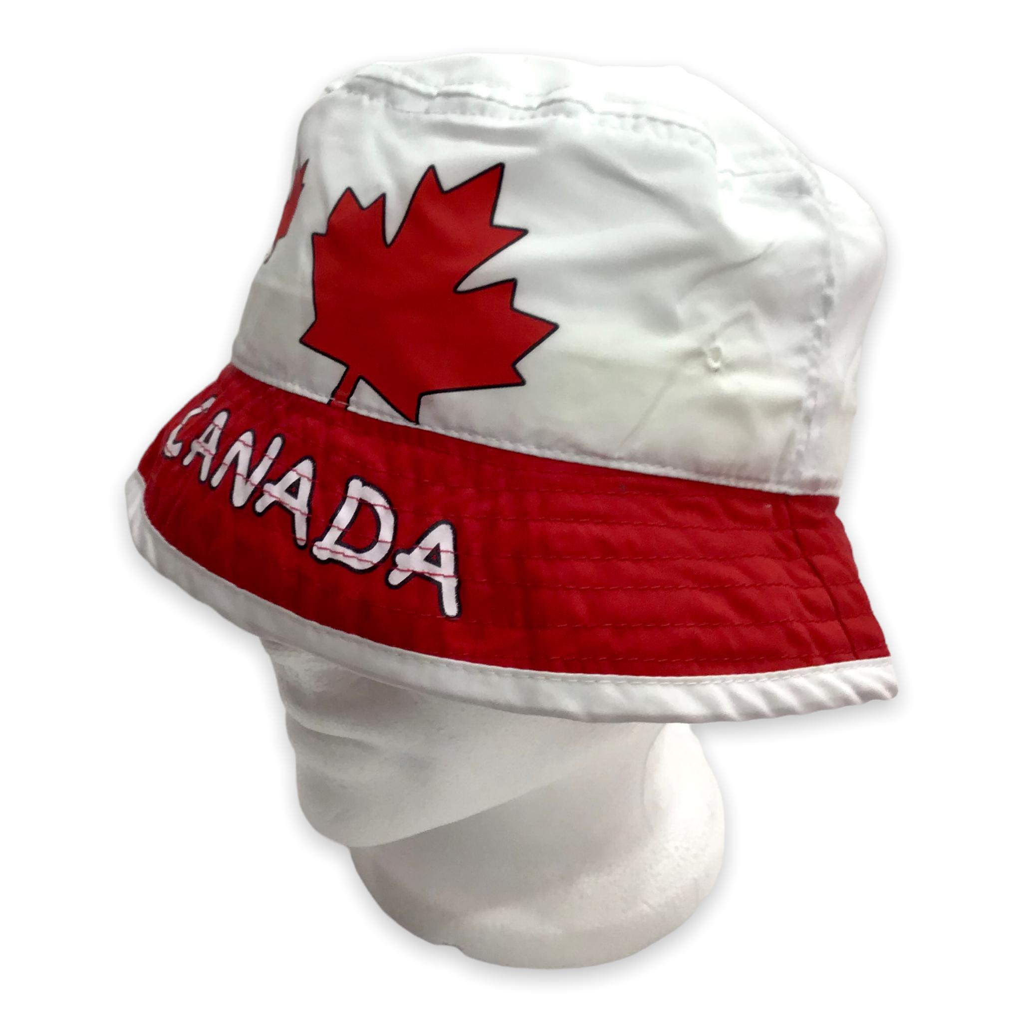 Kids Red and White Canada Bucket Hat with Maple Leaf - Canadian Souvenir Hat