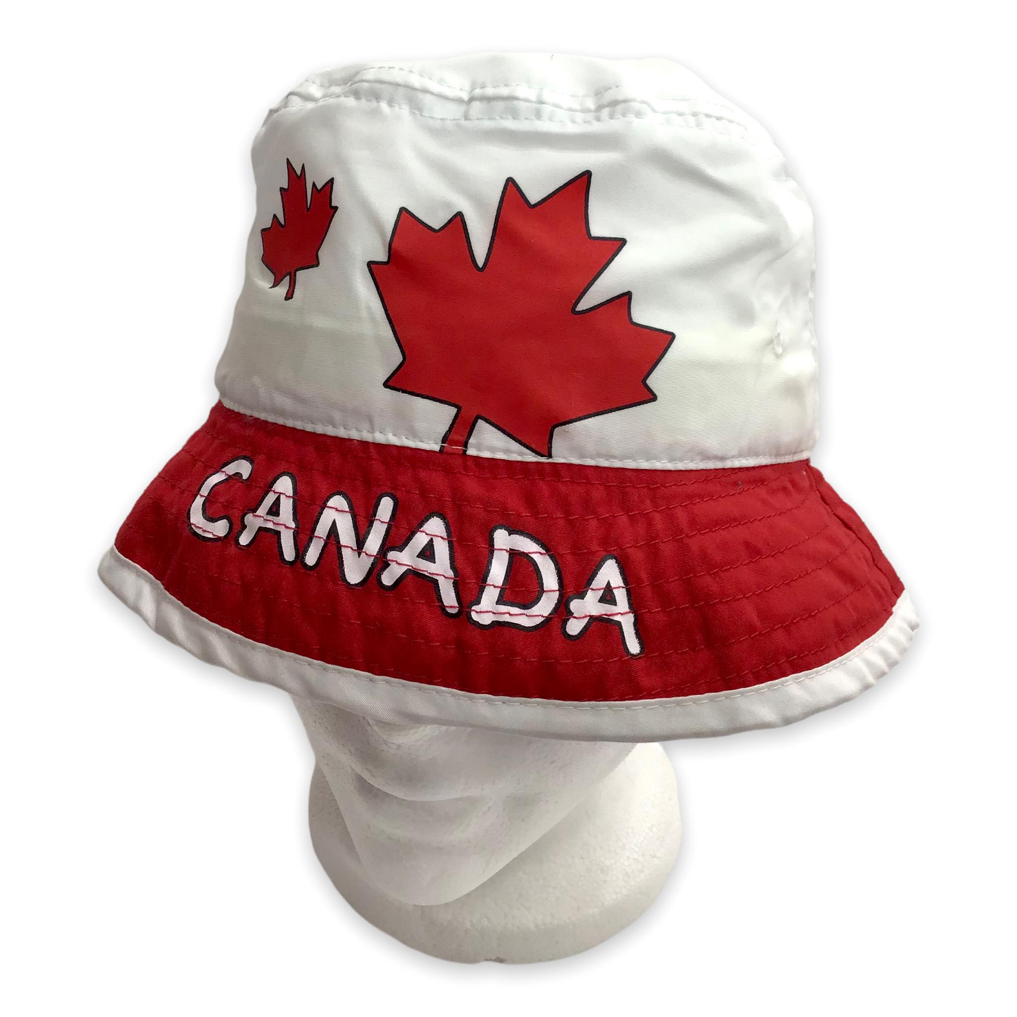 Kids Red and White Canada Bucket Hat with Maple Leaf - Canadian Souvenir Hat