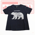Little Bear Shirt Boys Girls Son Daughter Bear w/ Montreal name drop on Navy T-shirt Kids 2-6 Years Age