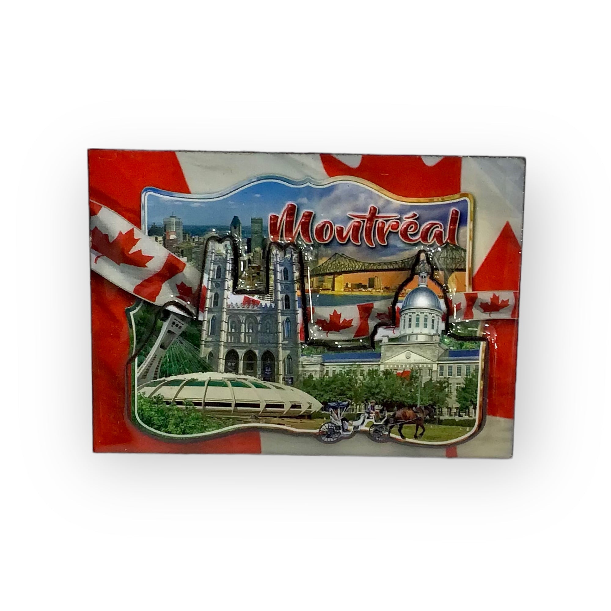 MONTREAL FAMOUS SCENIC PICTURED WOOD FRIDGE MAGNET EPOXY FINISHED