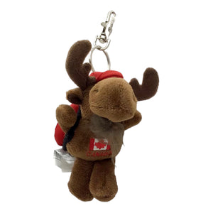 MOOSE ZIPPER PULL - PLUSH KEYCHAIN W/ CANADA RED CAP AND BACKPACK