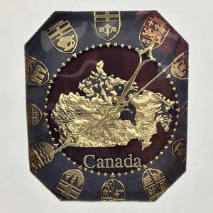 Made in Canada Wall Clock - Canada Map w/ Canadian Provincial Crests of each Province and Territory in Canada Surrounding the Center Map