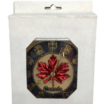 Made in Canada Wall Clock - Red Maple Leaf w/ Canadian Provincial Crests of each Province and Territory in Canada Surrounding the Center Maple Leaf