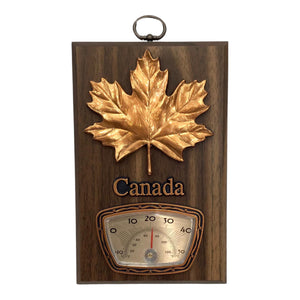 Made in Canada Wall Plaque Maple Leaves W/ Thermometer