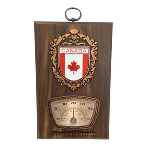 Made in Canada Wall Plaque W/ Canadian Flag Vintage and Thermometer for Weather
