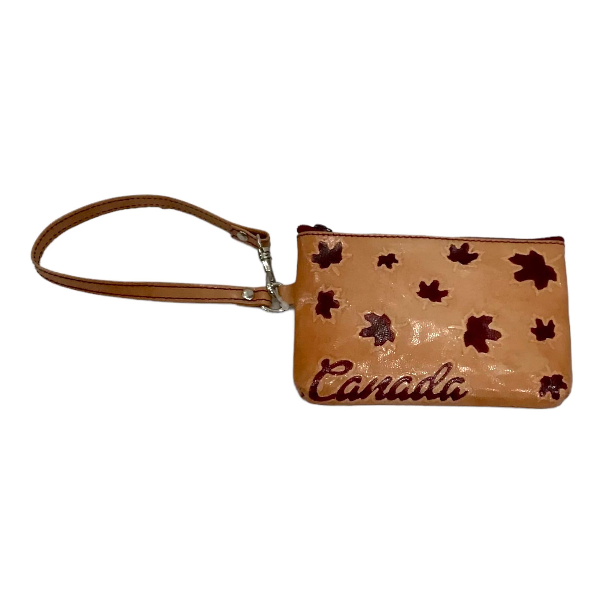 Maple Leaf Wristlet Wallet - Canadian Leaf Themed Zip Wallet PU Leather | Canadian Perfect Tag-Along Purse