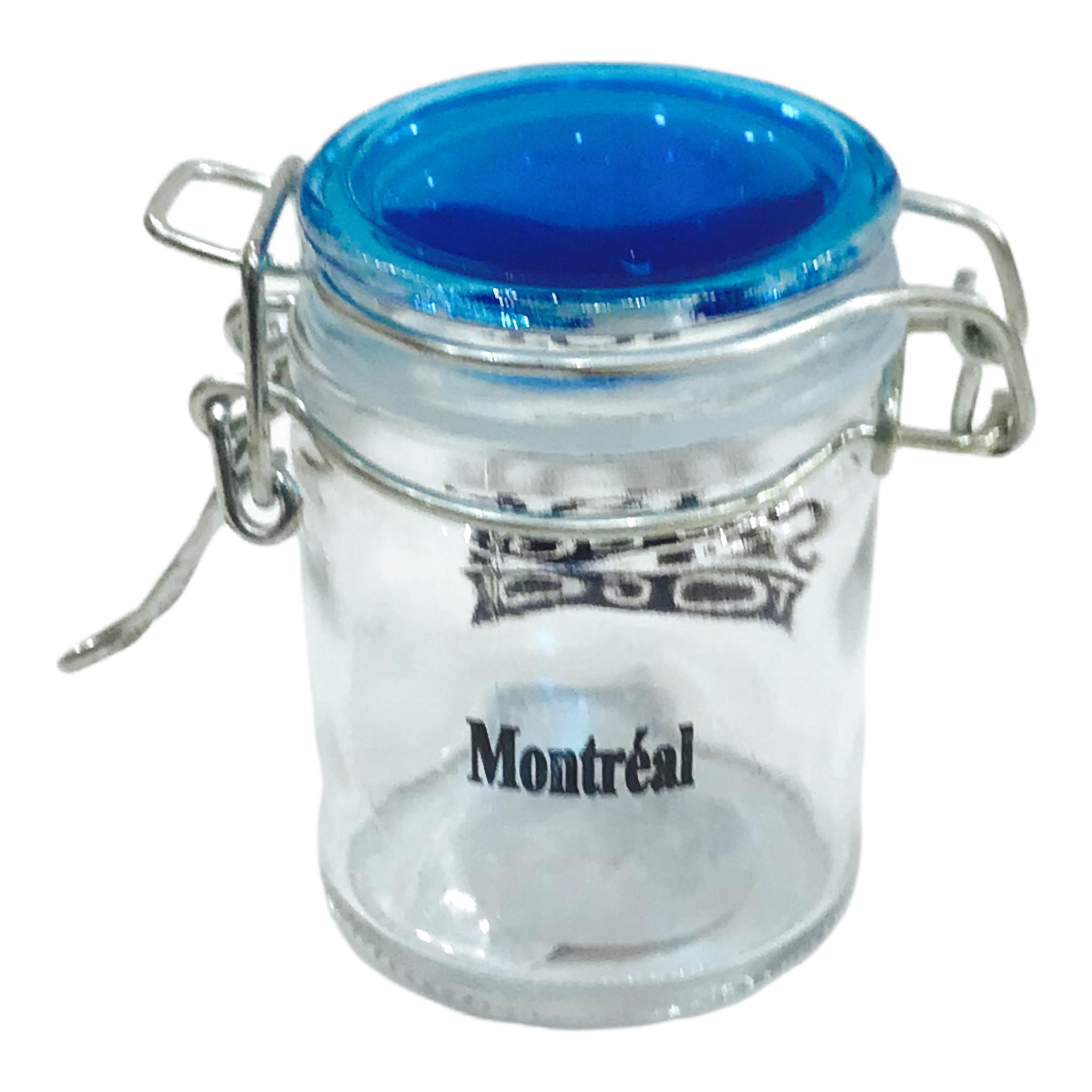 Montreal Blue Lid Shot Glass - Whiskey Vodka Tequila Jar Shot To Go Glass