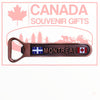 Montreal Bronze Tone Metal Magnet Bottle Opener - Quebec and Canadian Flag Themed