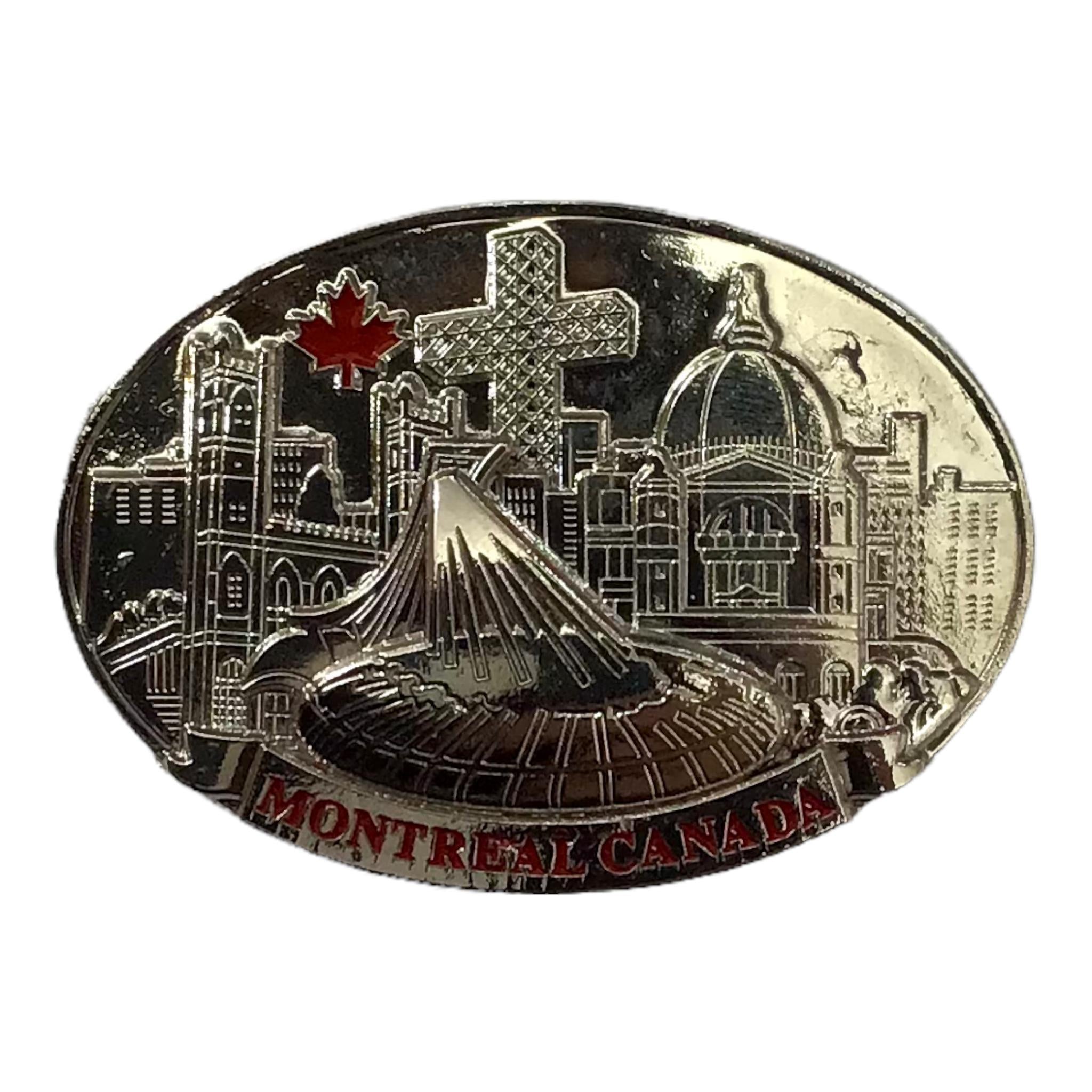 Montreal Canada Magnet Chrome Embossed Landmark Aimant Souvenir