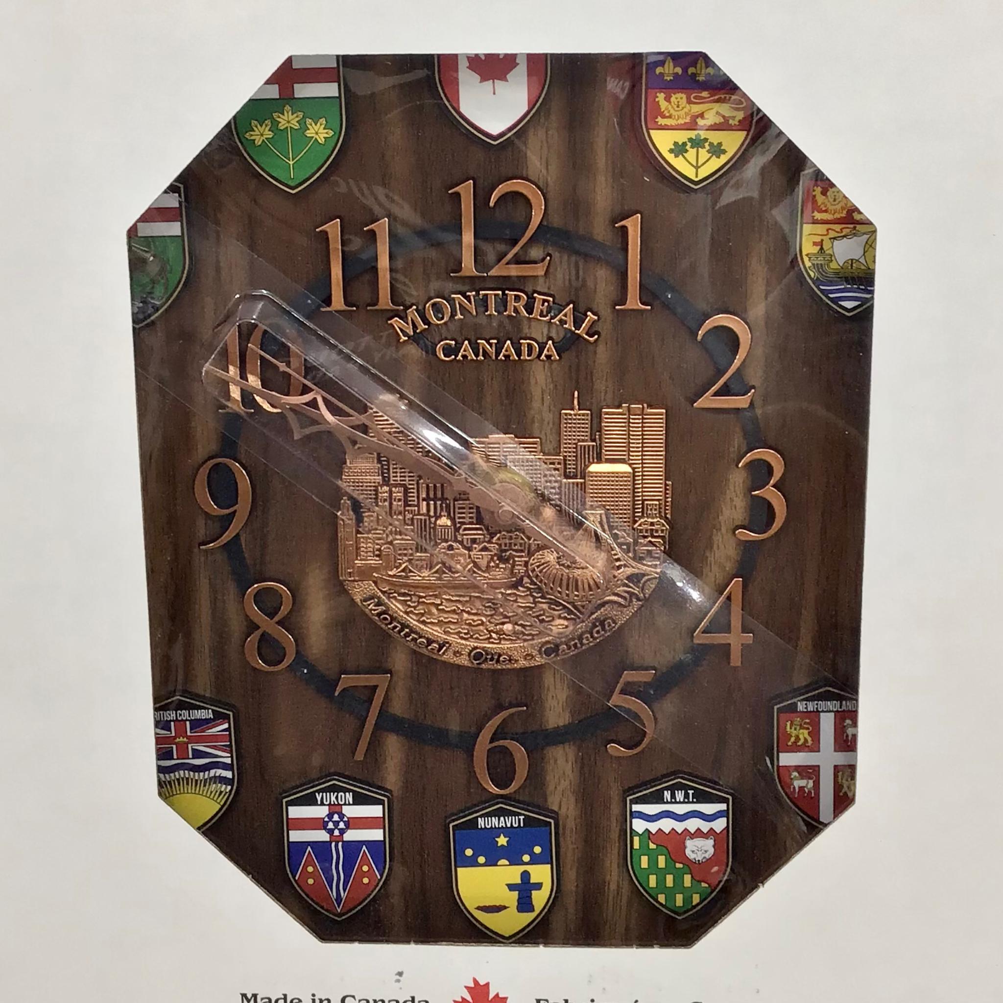 Montréal Canada Skyline Souvenir Wall Clock 12 x 12 inches  Wooden Gift Made in Canada